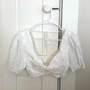 White Eyelet Puff Sleeve Top